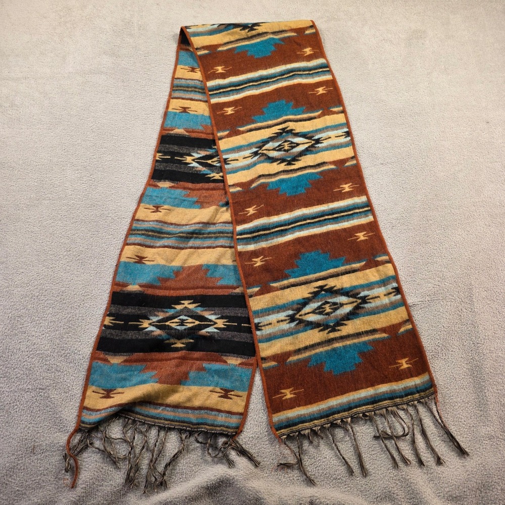 El Paso Saddleblanket Scarf Table Runner Brown Southwestern Vintage Boho Winter